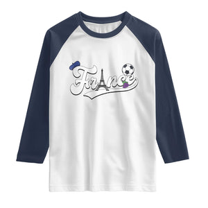 France Soccer Supporter Raglan Shirt Game Day French Football Gift TS12 XS White Navy Print Your Wear