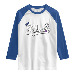 France Soccer Supporter Raglan Shirt Game Day French Football Gift TS12 White Royal Print Your Wear