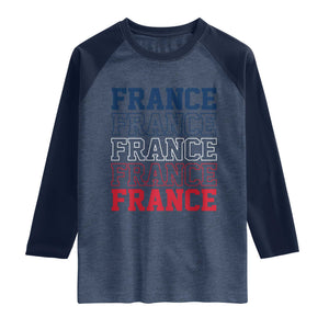 France Pride French Flag Patriotic Supporter Raglan Shirt TS12 Heather Denim Navy Print Your Wear