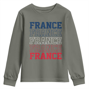 France Pride French Flag Patriotic Supporter Youth Sweatshirt TS12 Military Green Print Your Wear
