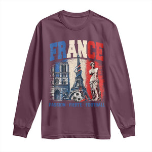 France Soccer Fan Passion Long Sleeve Shirt Fierté Football French Supporter Gift TS12 Maroon Print Your Wear