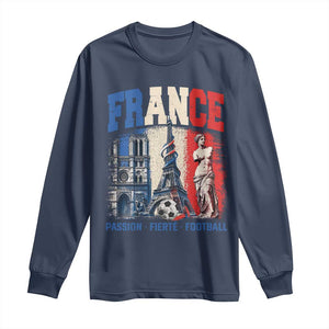 France Soccer Fan Passion Long Sleeve Shirt Fierté Football French Supporter Gift TS12 Navy Print Your Wear