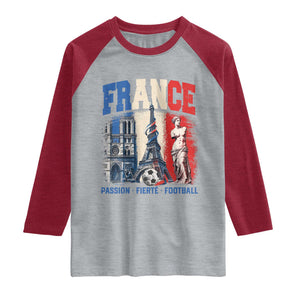 France Soccer Fan Passion Raglan Shirt Fierté Football French Supporter Gift TS12 Heather Gray Heather Red Print Your Wear