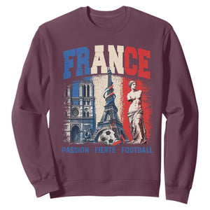 France Soccer Fan Passion Sweatshirt Fierté Football French Supporter Gift TS12 Maroon Print Your Wear