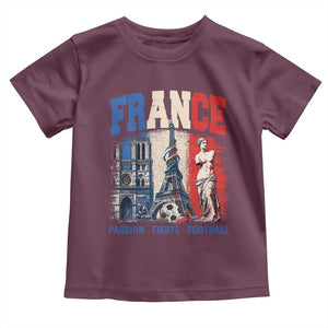 France Soccer Fan Passion Toddler T Shirt Fierté Football French Supporter Gift TS12 Maroon Print Your Wear