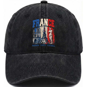 France Soccer Fan Passion Washed Cotton Baseball Cap Fierté Football French Supporter Gift TS12 Print Your Wear