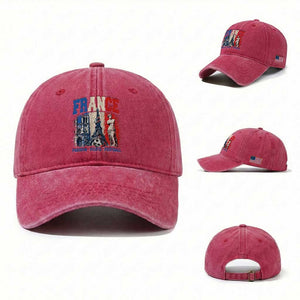 France Soccer Fan Passion Washed Cotton Baseball Cap Fierté Football French Supporter Gift TS12 Washed Cap Universal Fit Red Print Your Wear