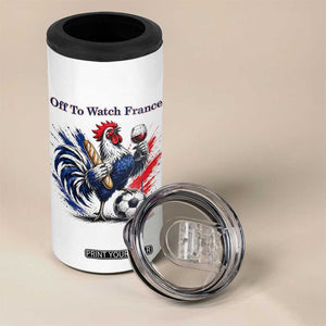 Funny French Rooster Soccer Fan 4 in 1 Can Cooler Tumbler Off To Watch France TS12 Print Your Wear