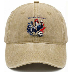 Funny French Rooster Soccer Fan Washed Cotton Baseball Cap Off To Watch France TS12 Print Your Wear