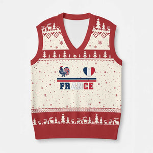 Patriotic France Soccer Fan V-Neck Knit Sweater Vest Fierté Football Française TS12 Beige Red Print Your Wear