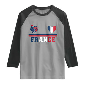 Patriotic France Soccer Fan Raglan Shirt Fierté Football Française TS12 Sport Gray Black Print Your Wear