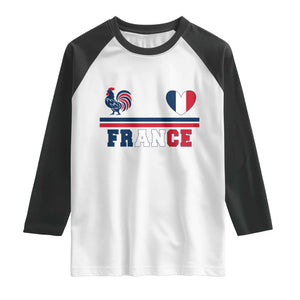 Patriotic France Soccer Fan Raglan Shirt Fierté Football Française TS12 White Black Print Your Wear