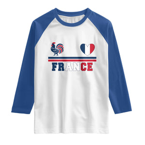 Patriotic France Soccer Fan Raglan Shirt Fierté Football Française TS12 White Royal Print Your Wear