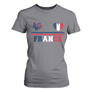 Patriotic France Soccer Fan T Shirt For Women Fierté Football Française TS12 Charcoal Print Your Wear