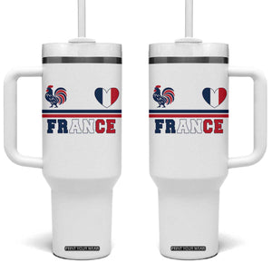 Patriotic France Soccer Fan Tumbler With Handle Fierté Football Française TS12 One Size: 40 oz White Print Your Wear
