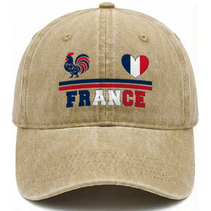 Patriotic France Soccer Fan Washed Cotton Baseball Cap Fierté Football Française TS12 Print Your Wear