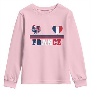 Patriotic France Soccer Fan Youth Sweatshirt Fierté Football Française TS12 Light Pink Print Your Wear