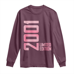 Vintage 25th Birthday Limited Edition 2001 Gift Long Sleeve Shirt TS12 Maroon Print Your Wear