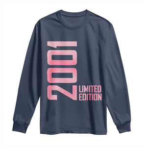 Vintage 25th Birthday Limited Edition 2001 Gift Long Sleeve Shirt TS12 Navy Print Your Wear