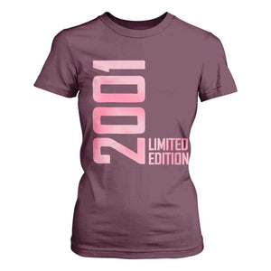 Vintage 25th Birthday Limited Edition 2001 Gift T Shirt For Women TS12 Maroon Print Your Wear