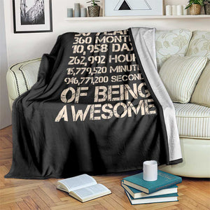 Vintage 30th Birthday Gift Throw Blanket 30 Years Of Being Awesome TS12 Print Your Wear