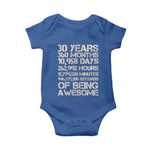 Vintage 30th Birthday Gift Baby Onesie 30 Years Of Being Awesome TS12 Royal Blue Print Your Wear