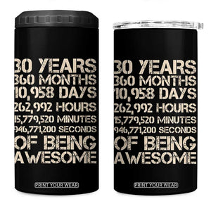 Vintage 30th Birthday Gift 4 in 1 Can Cooler Tumbler 30 Years Of Being Awesome TS12 One Size: 16 oz Black Print Your Wear