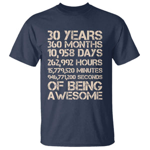 Vintage 30th Birthday Gift T Shirt 30 Years Of Being Awesome TS12 Navy Print Your Wear
