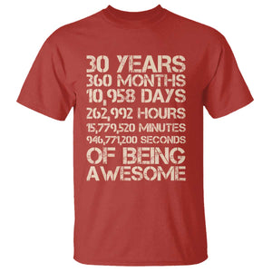 Vintage 30th Birthday Gift T Shirt 30 Years Of Being Awesome TS12 Red Print Your Wear