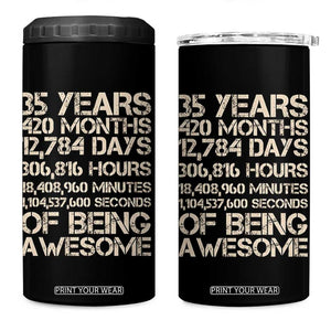 Vintage 35th Birthday Gift 4 in 1 Can Cooler Tumbler 35 Years Of Being Awesome TS12 One Size: 16 oz Black Print Your Wear