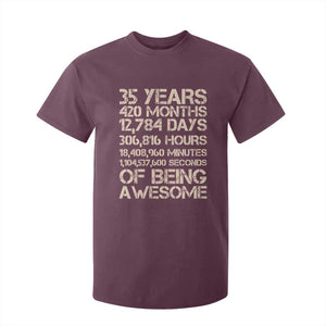 Vintage 35th Birthday Gift T Shirt For Kid 35 Years Of Being Awesome TS12 Maroon Print Your Wear