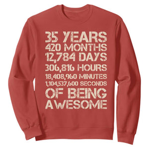 Vintage 35th Birthday Gift Sweatshirt 35 Years Of Being Awesome TS12 Red Print Your Wear