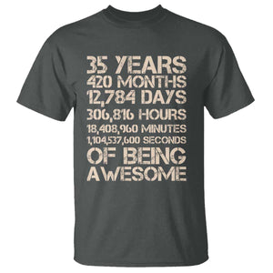 Vintage 35th Birthday Gift T Shirt 35 Years Of Being Awesome TS12 Dark Heather Print Your Wear