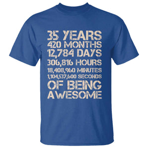 Vintage 35th Birthday Gift T Shirt 35 Years Of Being Awesome TS12 Royal Blue Print Your Wear