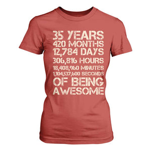 Vintage 35th Birthday Gift T Shirt For Women 35 Years Of Being Awesome TS12 Red Print Your Wear