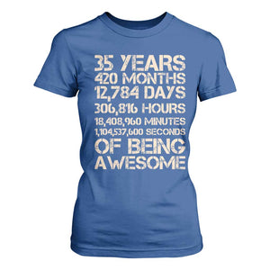 Vintage 35th Birthday Gift T Shirt For Women 35 Years Of Being Awesome TS12 Royal Blue Print Your Wear