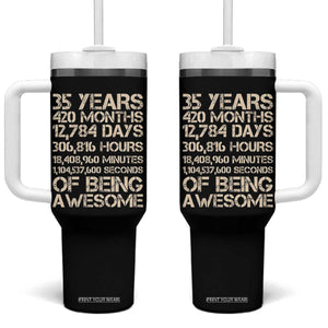 Vintage 35th Birthday Gift Tumbler With Handle 35 Years Of Being Awesome TS12 One Size: 40 oz Black Print Your Wear