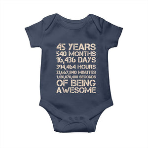 Vintage 45th Birthday Gift Baby Onesie 45 Years Of Being Awesome TS12 Navy Print Your Wear