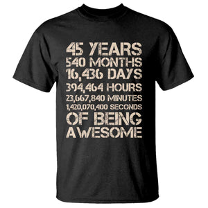 Vintage 45th Birthday Gift T Shirt 45 Years Of Being Awesome TS12 Black Print Your Wear