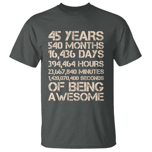 Vintage 45th Birthday Gift T Shirt 45 Years Of Being Awesome TS12 Dark Heather Print Your Wear