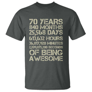 Vintage 70th Birthday Gift T Shirt 70 Years Of Being Awesome TS12 Dark Heather Print Your Wear
