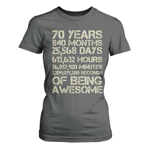 Vintage 70th Birthday Gift T Shirt For Women 70 Years Of Being Awesome TS12 Dark Heather Print Your Wear