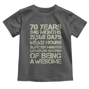 Vintage 70th Birthday Gift Toddler T Shirt 70 Years Of Being Awesome TS12 Dark Heather Print Your Wear
