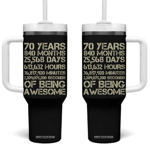 Vintage 70th Birthday Gift Tumbler With Handle 70 Years Of Being Awesome TS12 One Size: 40 oz Black Print Your Wear