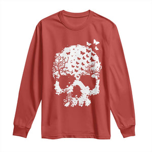 Dark Gothic Graphic Skull Floral Butterfly Long Sleeve Shirt TS12 Red Print Your Wear