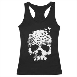 Dark Gothic Graphic Skull Floral Butterfly Racerback Tank Top TS12 Black Print Your Wear