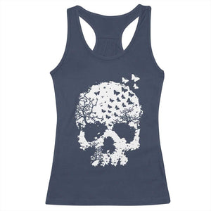 Dark Gothic Graphic Skull Floral Butterfly Racerback Tank Top TS12 Navy Print Your Wear