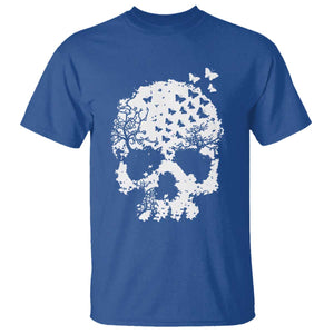 Dark Gothic Graphic Skull Floral Butterfly T Shirt TS12 Royal Blue Print Your Wear