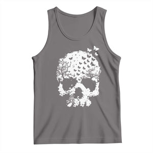 Dark Gothic Graphic Skull Floral Butterfly Tank Top TS12 Deep Heather Print Your Wear