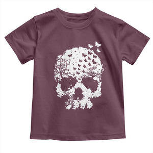 Dark Gothic Graphic Skull Floral Butterfly Toddler T Shirt TS12 Maroon Print Your Wear